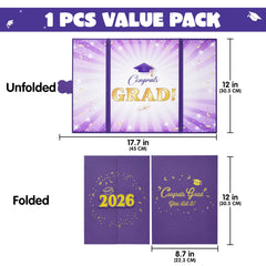 2026 Purple & Gold Graduation Guestbook Alternative for High School College Grad Gift