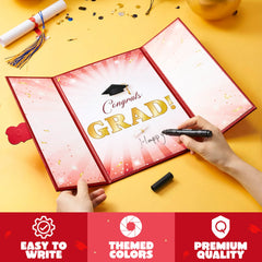 2026 Red & Gold Graduation Guestbook Alternative for High School College Grad Gift
