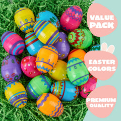 JOYIN 24-Pack 2.3-Inch Printed Fillable Plastic Easter Eggs