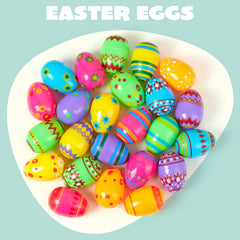 JOIN 24-Pack 3.15-Inch Printed Plastic Fillable Easter Eggs