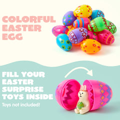 JOIN 24-Pack 3.15-Inch Printed Plastic Fillable Easter Eggs
