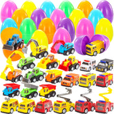 JOIN 24-Piece Filled Easter Eggs with Pull-Back Construction Cars