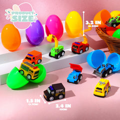 JOIN 24-Piece Filled Easter Eggs with Pull-Back Construction Cars