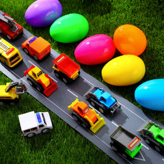 JOIN 24-Piece Filled Easter Eggs with Pull-Back Construction Cars