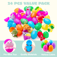 JOYIN 24 Prefilled Easter Eggs with Sea Animal Plush Toys