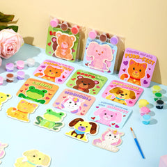 JOYIN 24 Pcs Valentines Day 2.95" Painting Animal Wooden Fridge Magnet Cards