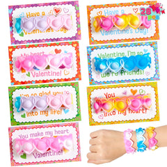 JOYIN 28-Piece Valentine's Day Stress Relief Pop Bubble Fidget Toys with Heart Pop Fidget Bracelets