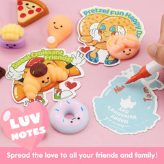 JOYIN 28 Pack Valentine's Day Cards with Kawaii Dessert Fidget Toys, 14 Designs