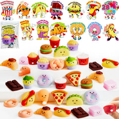 JOYIN 28 Pack Valentine's Day Cards with Kawaii Dessert Fidget Toys, 14 Designs
