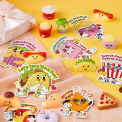 JOYIN 28 Pack Valentine's Day Cards with Kawaii Dessert Fidget Toys, 14 Designs