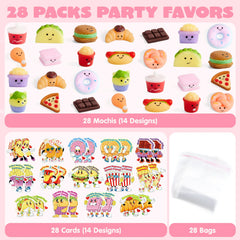 JOYIN 28 Pack Valentine's Day Cards with Kawaii Dessert Fidget Toys, 14 Designs
