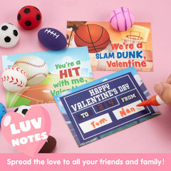 JOYIN 28-Pack Valentine's Day Kawaii Sports Ball Mochi Stress Relief Fidget Toys for Kids
