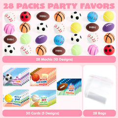 JOYIN 28-Pack Valentine's Day Kawaii Sports Ball Mochi Stress Relief Fidget Toys for Kids