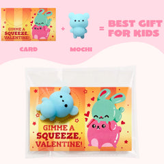 JOYIN 28 Packs Valentines Day Mochi Squishy Toy Stress Relief Gift Cards for Kids