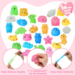 JOYIN 28-Pack Valentine's Day Cute Mochi Squishy Toys with Cards for Kids