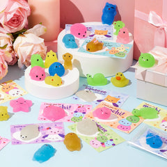 JOYIN 28-Pack Valentine's Day Cute Mochi Squishy Toys with Cards for Kids