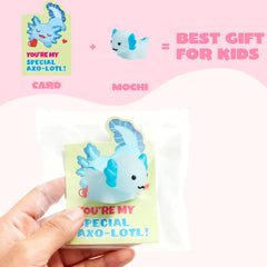 JOIN 28-Pack Valentine's Day Axolotl Mochi Squishy Toys with Funny Cards for Kids