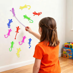 JOYIN 28 Pcs 3" Valentine's Day Sticky Lizards with Cards for Kids in 7 Colors & 4 Card Designs