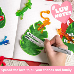 JOYIN 28 Pcs 3" Valentine's Day Sticky Lizards with Cards for Kids in 7 Colors & 4 Card Designs