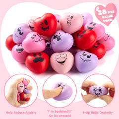 JOYIN 28-Piece Valentine's Day Heart-Shaped Stress Balls with Cards