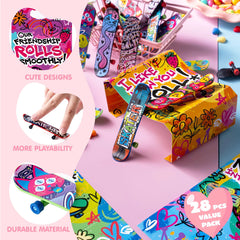 JOIN 28-Piece Valentine's Day Finger Skateboards with Cards for Kids, Party Favors
