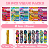 JOIN 28-Piece Valentine's Day Finger Skateboards with Cards for Kids, Party Favors