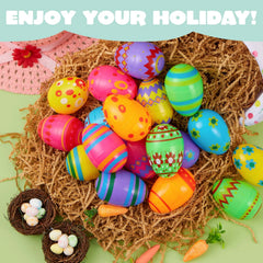 30 Pack 3.15-Inch Printed Plastic Empty Easter Eggs for Hunt & Party