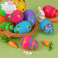 30 Pack 3.15-Inch Printed Plastic Empty Easter Eggs for Hunt & Party