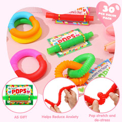 JOIN 30 Pack Valentine's Day Pop Tubes Fidget Toys for Kids