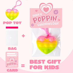 JOYIN 30-Pack Valentine's Day Gift Cards with Heart Pop Bubble Keychain Stress Relief Fidget Toys for Kids