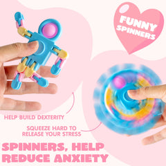 JOYIN 30 Packs Valentine's Day Pastel Robot Fidget Spinners with Cards
