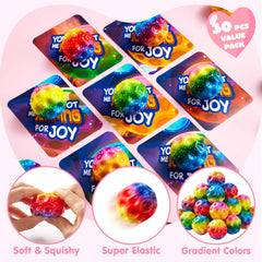 JOIN 30 Pcs Valentine's Day Super High Bouncy Balls with Valentine Cards
