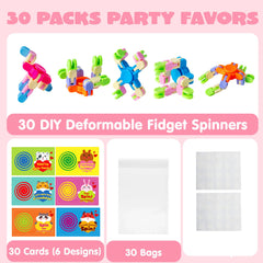 JOIN 30-Pack Valentine's Fidget Spinners with Gift Cards - Stress Relief Toys for Kids