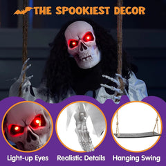 36-Inch Hanging Ghost Skeleton with Lights for Halloween