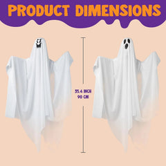 JOYIN 3-Pack 35.4-Inch Halloween Light-Up Hanging Ghost Decorations for Spooky Home Props