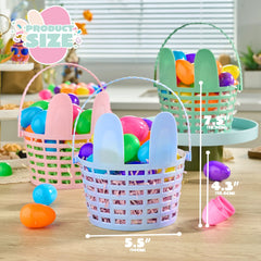 JOIN 3-Piece Easter Plastic Baskets with Bunny Ears and Shredded Paper Grass