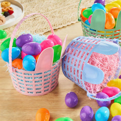 JOIN 3-Piece Easter Plastic Baskets with Bunny Ears and Shredded Paper Grass
