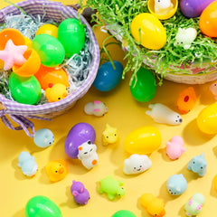 JOYIN 48 Pcs Easter Prefilled Eggs with Mochi Squishy Toys