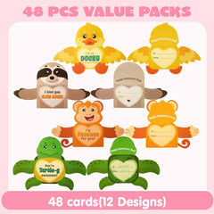 JOYIN 48-Pack Valentine's Day Greeting Cards with Candy Holders for Kids, Holiday Rewards & Prizes