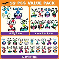 JOYIN 52-Piece Halloween Pumpkin Face Stickers for Party Decorations