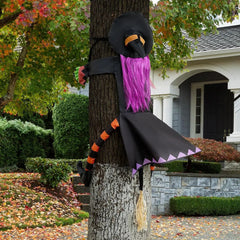 JOYIN 55-Inch Halloween Crashing Witch Decoration with Purple Hair