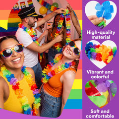 JOYIN 72-Pack Colorful Flower Leis for Pride Party Bulk Necklaces