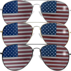 JOYIN Patriotic Sunglasses with Tri-Color Frames - 3 Pack for July 4th