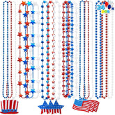 JOYIN Patriotic 4th of July Beaded Necklaces with Holiday Pendants (24 Pack)