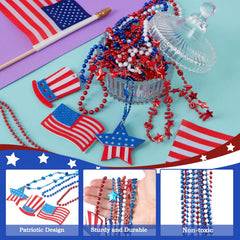 JOYIN Patriotic 4th of July Beaded Necklaces with Holiday Pendants (24 Pack)