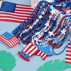 JOYIN Patriotic 4th of July Beaded Necklaces with Holiday Pendants (24 Pack)
