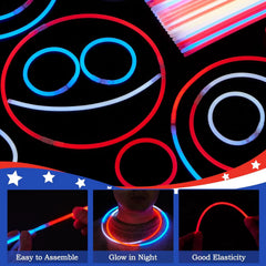 JOYIN Patriotic Red, White & Blue Light-Up Glow Party Supplies - 162 Pieces