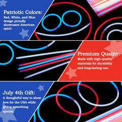 JOYIN Patriotic Red, White & Blue Light-Up Glow Party Supplies - 162 Pieces
