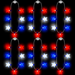 JOYIN Patriotic Red, White & Blue Light-Up Star Necklaces (6 Pack)