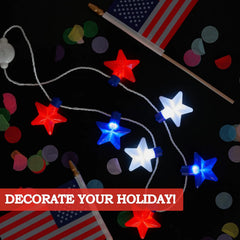 JOYIN Patriotic Red, White & Blue Light-Up Star Necklaces (6 Pack)